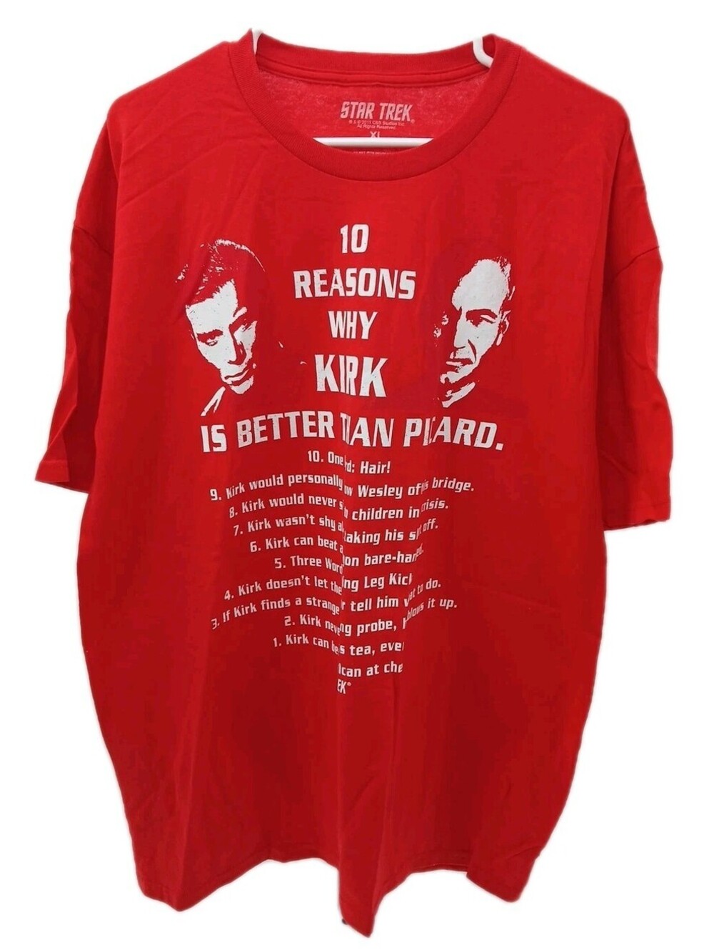 Star Trek T Shirt Mens XL Red 10 Reasons Why Kirk Is Better Than Picard TV Show